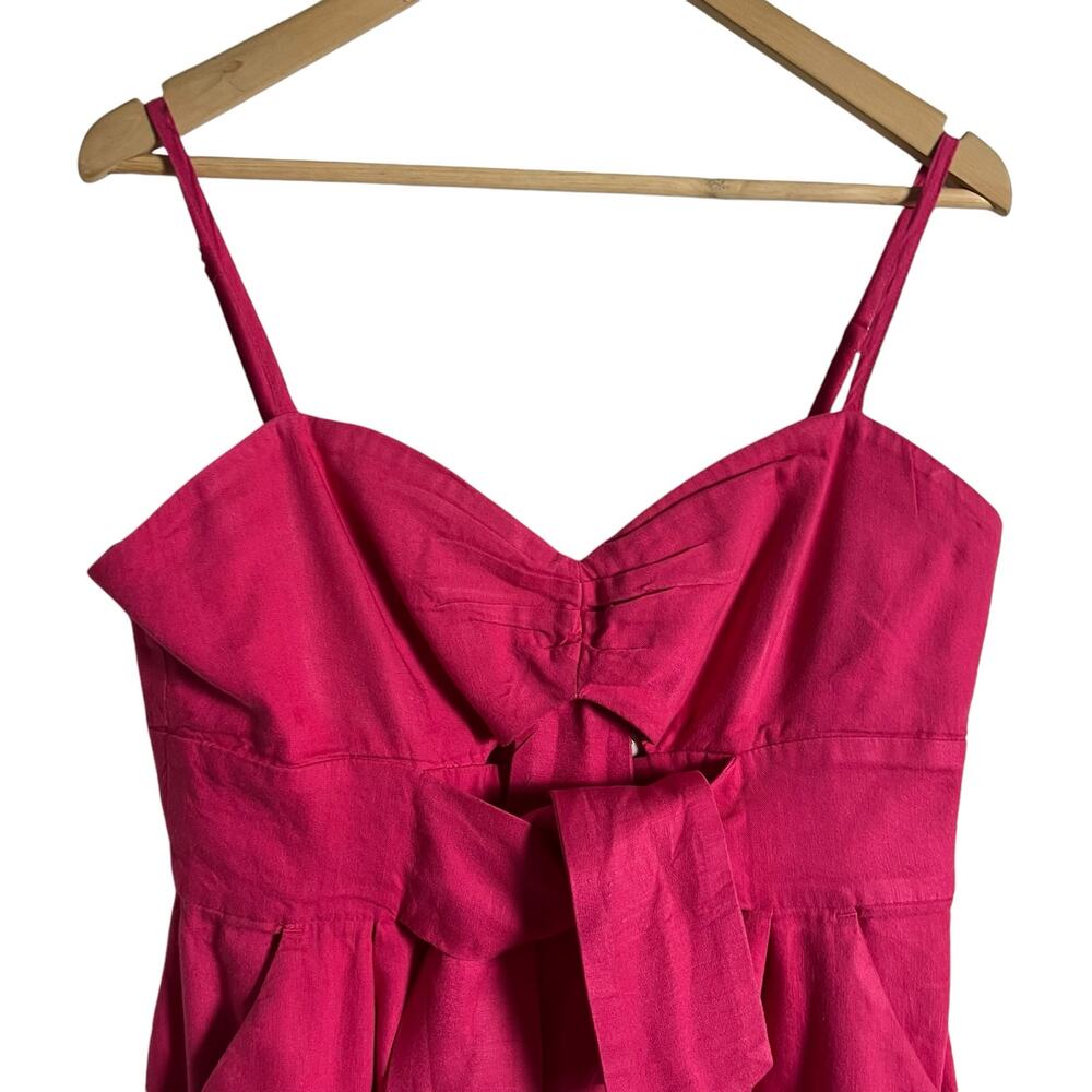 Milly Anya Pink Linen Double Bow Sleeveless Romper Size 6 - Picture 7 of 16